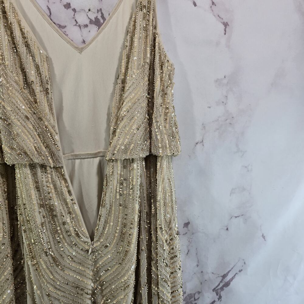 Anthropologie Dress Womens 16 Beaded Sequin Fidelia Champangne Gown Greek BHLDN - Picture 11 of 16
